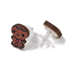 Christmas Theme Wood Stud Earrings&nbsp;EJEW-U016-06P-01