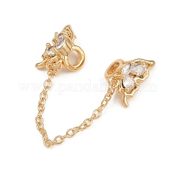 Brass Pave Clear Cubic Zirconia Butterfly European Safety Chains&nbsp;KK-K407-04G