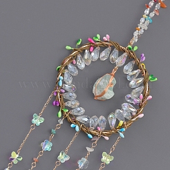 Natural Green Aventurine Nuggets Pendant Decorations&nbsp;HJEW-D302-12