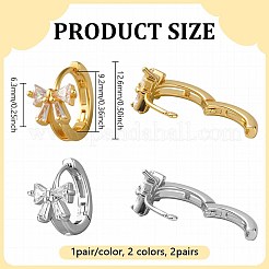 2 Pairs 2 Colors Brass Crystal Rhinestone Hoop Earrings for Women&nbsp;EJEW-GO0003-34