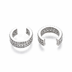 Brass Micro Pave Clear Cubic Zirconia Cuff Earrings&nbsp;EJEW-R114-025P-NF