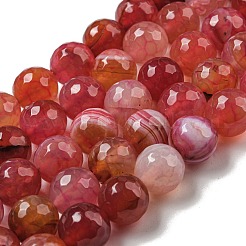 Faceted Natural Dragon Veins Agate Beads Strands&nbsp;G-F447-12mm-P08