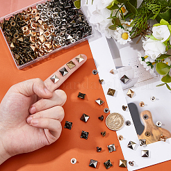 200Sets 4 Colors Brass with Iron Flat Square Rivets&nbsp;FIND-FH0011-33A