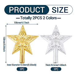 2Pcs 2 Colors Plastic Christmas Treetop Star Ornament&nbsp;AJEW-TA0003-49