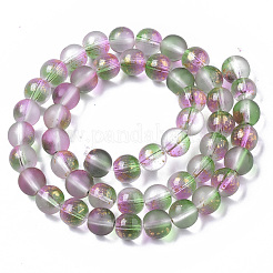 Frosted Spray Painted Glass Beads Strands&nbsp;GLAA-N035-03C-C01
