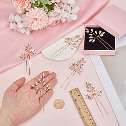 6Pcs Alloy Rhinestone Hair Sticks for Women&nbsp;OHAR-FG0001-08KCG