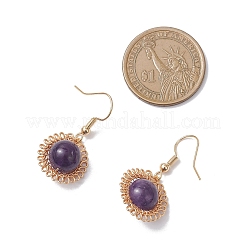 Natural Amethyst Flower Dangle Earrings&nbsp;EJEW-JE06720-02