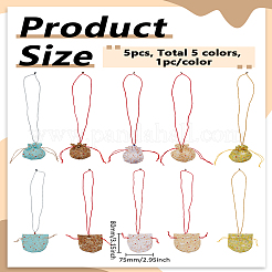 5Pcs 5 Colors Valentine's Day Cloth Embroidery Flower Storage Bags&nbsp;AJEW-LP0012-27A