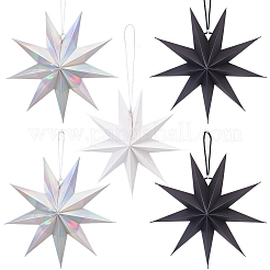6Pcs 3 Colors Paper Star Pendant Decorations&nbsp;HJEW-GF0001-66B