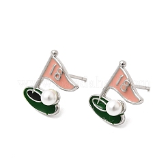 Ship Brass Enamel Stud Earrings&nbsp;EJEW-H180-24P