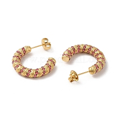 Real 18K Gold Plated 304 Stainless Steel with Glass Ring Stud Earrings&nbsp;EJEW-Z026-18G-02