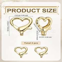 2Pcs Heart Shape Brass Lobster Claw Clasps&nbsp;KK-LP0004-45