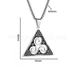 201 Stainless Steel Viking Knot Triskelion Pendant Necklaces for Men&nbsp;WGED209-01