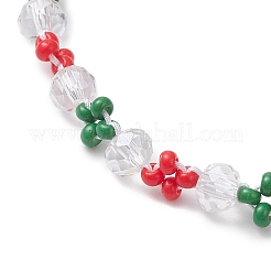 Christmas Handmade Glass Seed & Glass Braided Bead Bracelet&nbsp;BJEW-MZ00249-03