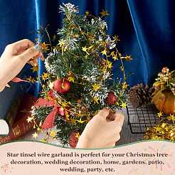PVC Sparkly Star Metallic Garland with Iron Wire&nbsp;AJEW-TAC0034-08E