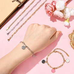 10Pcs 2 Colors 304 Stainless Steel Paperclip Chain Bracelets&nbsp;BJEW-YW00013-01