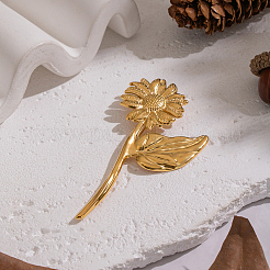 Sunflower 304 Stainless Steel Brooches&nbsp;NK4193