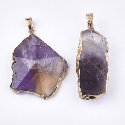 Electroplate Natural Amethyst Pendants&nbsp;G-T112-13C