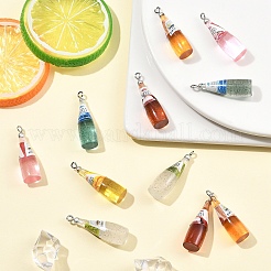 6Pcs 6 Colors Resin Pendants&nbsp;RESI-YW0005-90