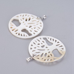 Natural White Shell Mother of Pearl Shell Pendants&nbsp;SSHEL-L008-66B