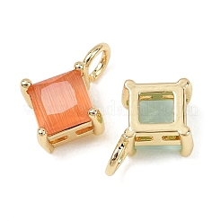 Brass Cat Eye Pendants&nbsp;KK-C251-09C-G