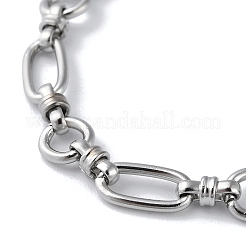 Non-Tarnish 304 Stainless Steel Oval & Ring Link Chain Bracelets for Women&nbsp;BJEW-D028-01P