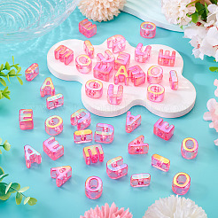 50Pcs 5 Styles UV Plating Rainbow Iridescent Acrylic Beads&nbsp;OACR-TA0004-93C