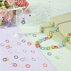 225Pcs 15 Colors SPray Painted Zinc Alloy Open Jump Rings&nbsp;FIND-H0010-91B