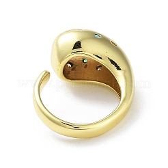Brass with Colorful Cubic Zirconia Open Cuff Rings&nbsp;RJEW-K255-01G