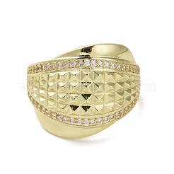 Brass Micro Pave Cubic Zirconia Open Cuff Ring&nbsp;RJEW-K256-50G