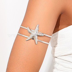 2Pcs 2 Styles  Starfish Alloy Arm Cuff Bangles for Girl Women&nbsp;BJEW-CY0001-05P