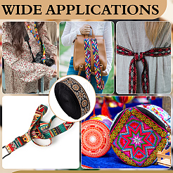 Ethnic Style Polyester Jacquard Flower Ribbon for Garment Accessories&nbsp;OCOR-WH0097-83A