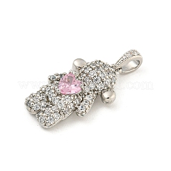 Rack Plating Brass Micro Pave Clear Cubic Zirconia Pendants&nbsp;KK-P277-37P