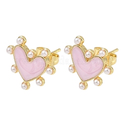 Valentine's Day Brass Enamel Stud Earrings&nbsp;EJEW-G464-02G