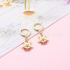Brass Huggie Hoop Earrings for Christmas&nbsp;EJEW-JE04509