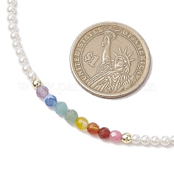 3mm Round Chakra Gemstone & Shell Pearl Beaded Necklaces for Women&nbsp;NJEW-JN05190