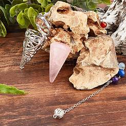 Natural Rose Quartz Cone Dowsing Pendulums&nbsp;G-SC0002-22D