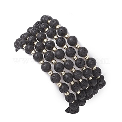 Natural Lava Rock & Cultured Freshwater Pearl Beads Stretch Bracelets for Women&nbsp;BJEW-JB12868