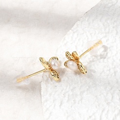 Brass Micro Pave Cubic Zirconia Stud Earrings&nbsp;AJEW-H158-03G