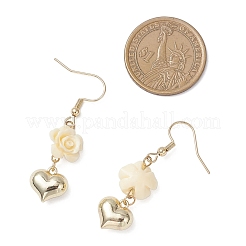 304 Stainless Steel Heart with Flower Dangle Earrings&nbsp;EJEW-JE06688