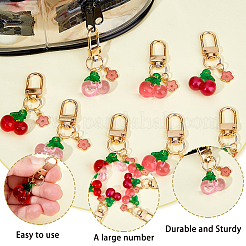 8Pcs 4 Colors Cherry Resin & Flower Alloy Enamel Pendant Decorations&nbsp;HJEW-DC00032