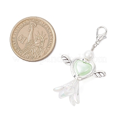 Acrylic Imitation Pearl Flower Heart Angel with Alloy Wings Pendant Decorations&nbsp;HJEW-JM03984