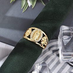 Brass Micro Pave Clear Cubic Zirconia Finger Rings for Women&nbsp;RJEW-Z081-01G