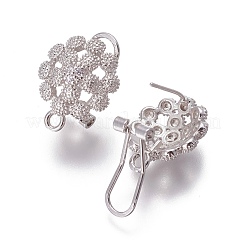 Brass Micro Pave Cubic Zirconia Stud Earring Findings&nbsp;KK-O121-15P