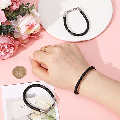 3Pcs Imitation Leather Wrap Wide Cord Bracelet with Stainless Steel Lobster Clasp for Men Women&nbsp;BJEW-CA0001-10A