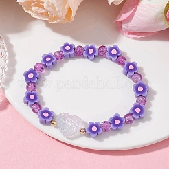 Handmade Flower Polymer Clay Stretch Bracelets&nbsp;BJEW-JB09825