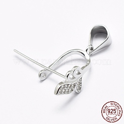 Anti-Tarnish Rhodium Plated 925 Sterling Silver Micro Pave Cubic Zirconia Pendant Bails&nbsp;STER-E053-45P