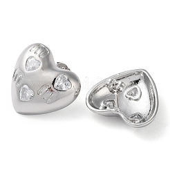 Heart Brass Micro Pave Clear Cubic Zirconia Stud Earrings&nbsp;EJEW-A034-06P