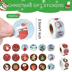 3 Rolls 3 Styles 8 Patterns Christmas Round Dot Self Adhesive Paper Stickers Roll&nbsp;DIY-YW0009-90