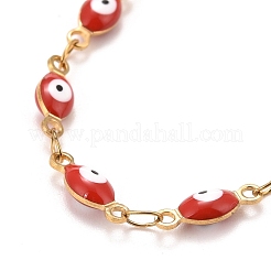 Enamel Horse Eye Link Chains Bracelet&nbsp;BJEW-P271-05G-02